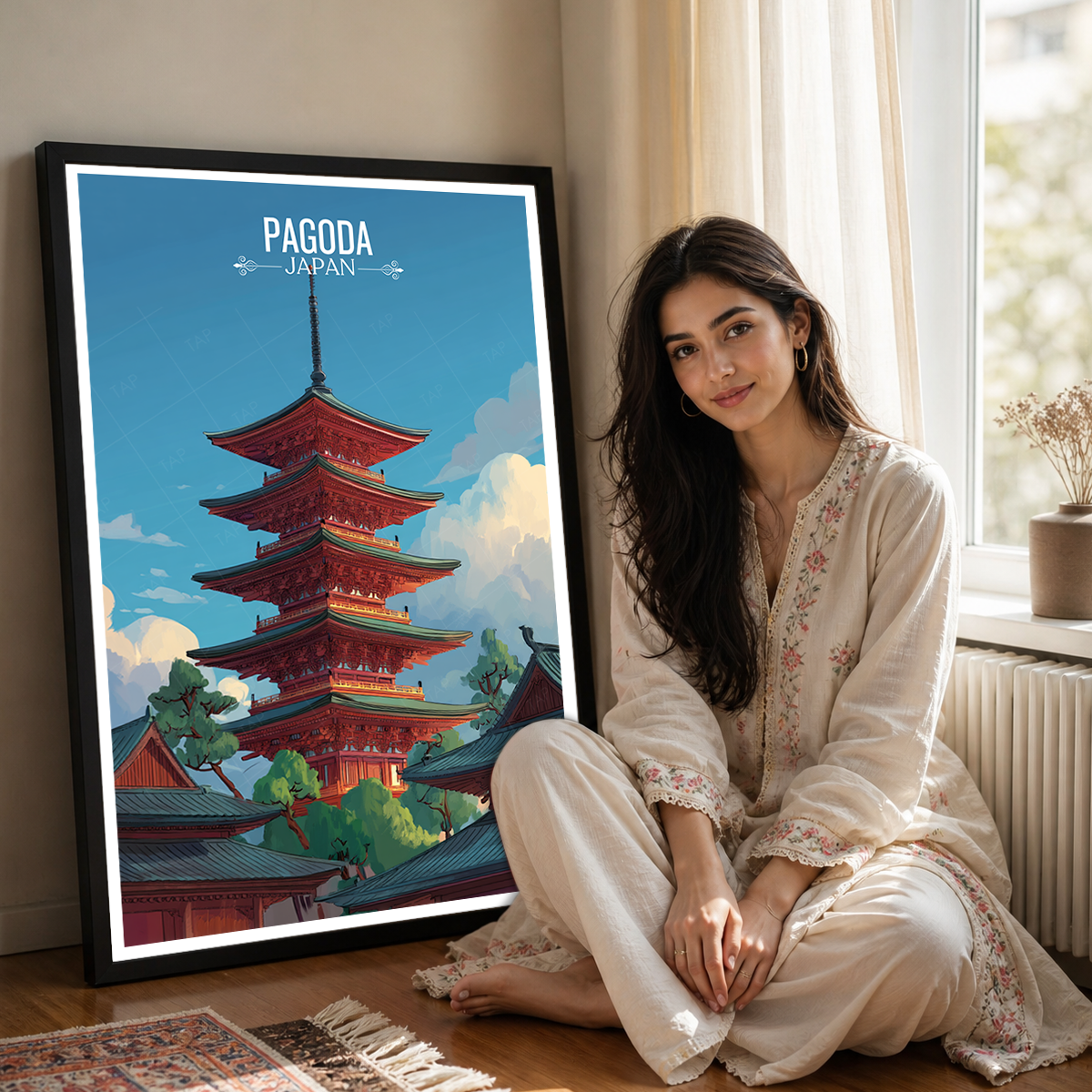 Pagoda - Japan - Travel Art Wall Deco Poster - Art Print - Travel Art Poster