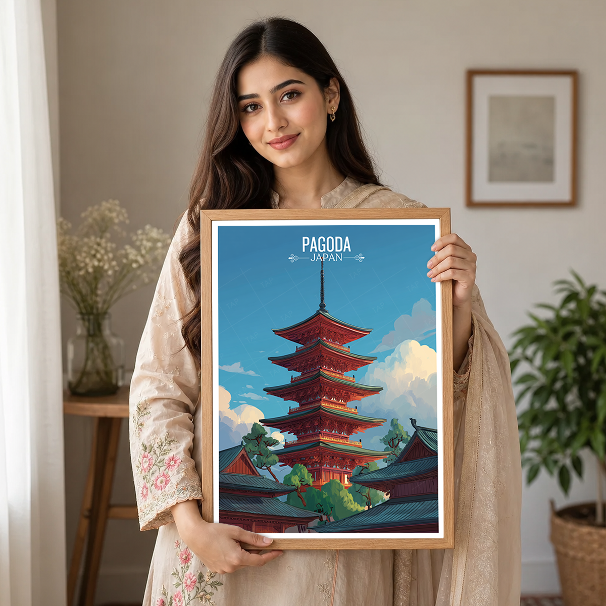 Pagoda - Japan - Travel Art Wall Deco Poster - Art Print - Travel Art Poster