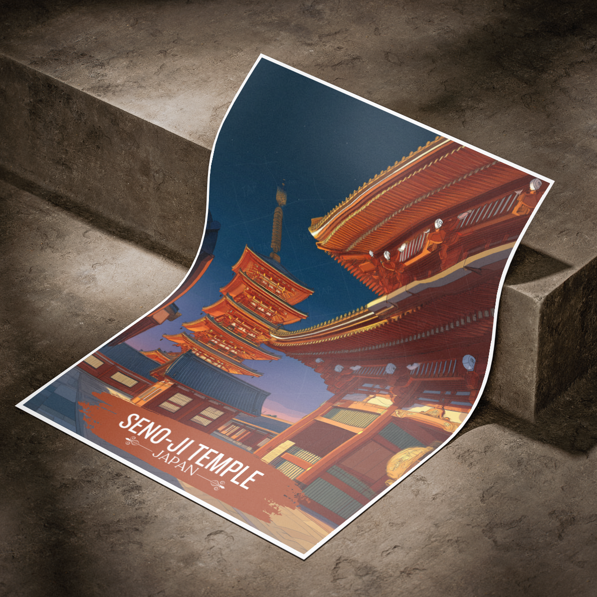 Seno-Ji Temple - Japan - Travel Art Wall Deco Poster - Art Print - Travel Art Poster
