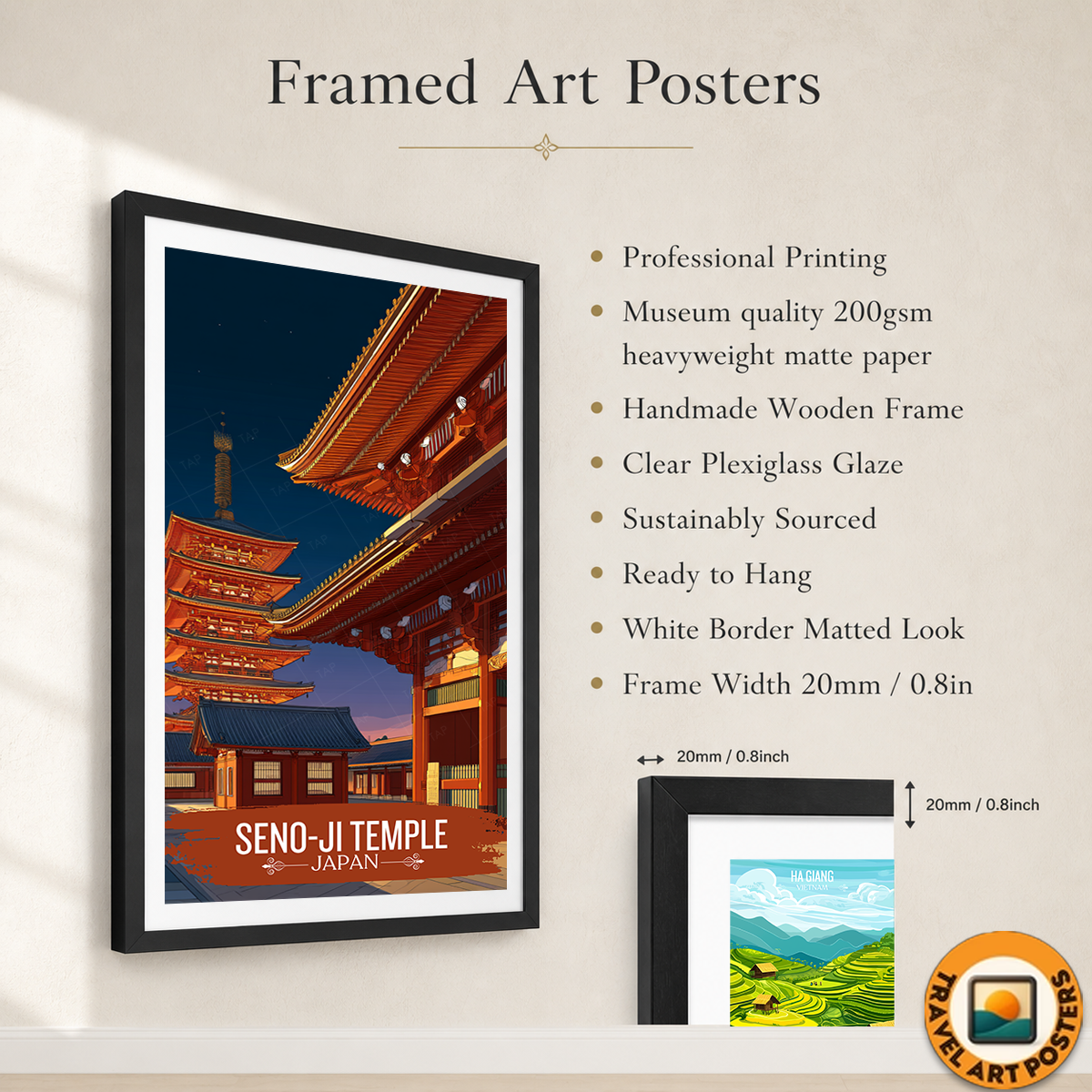 Seno-Ji Temple - Japan - Travel Art Wall Deco Poster - Art Print - Travel Art Poster