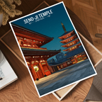 Seno-Ji Temple Tokyo - Japan - Travel Art Wall Deco Poster - Art Print - Travel Art Poster