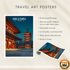 Seno-Ji Temple Tokyo - Japan - Travel Art Wall Deco Poster - Art Print - Travel Art Poster