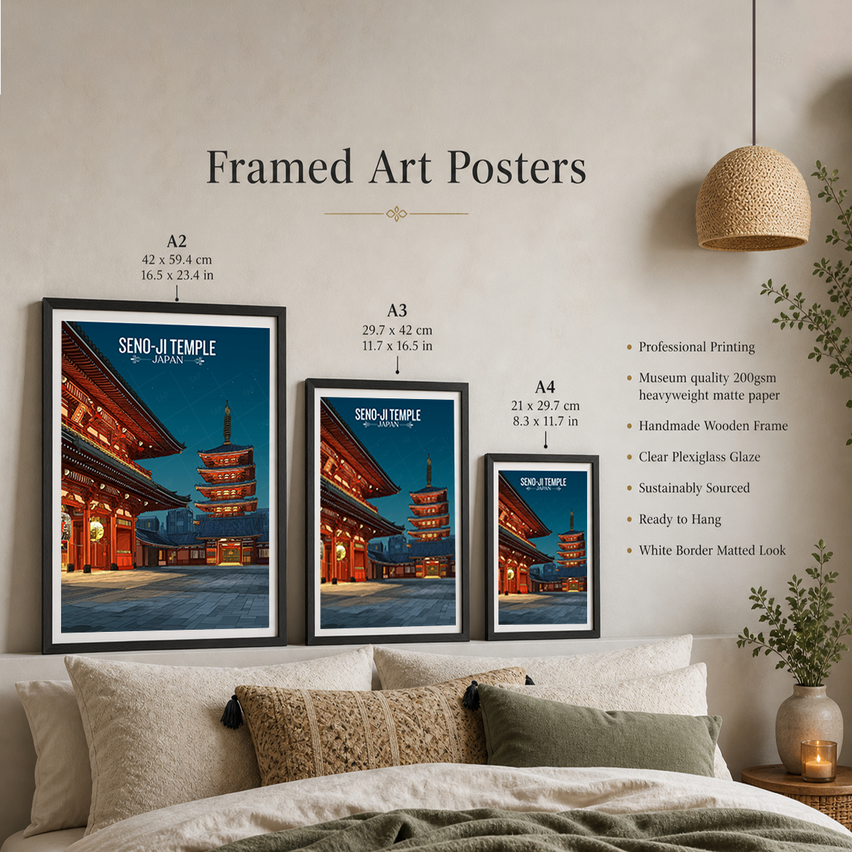 Seno-Ji Temple Tokyo - Japan - Travel Art Wall Deco Poster - Art Print - Travel Art Poster