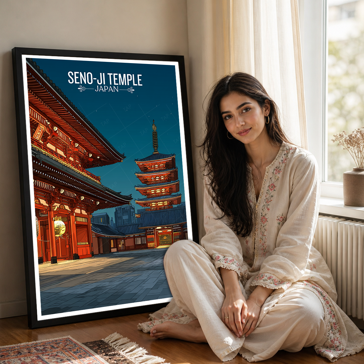 Seno-Ji Temple Tokyo - Japan - Travel Art Wall Deco Poster - Art Print - Travel Art Poster