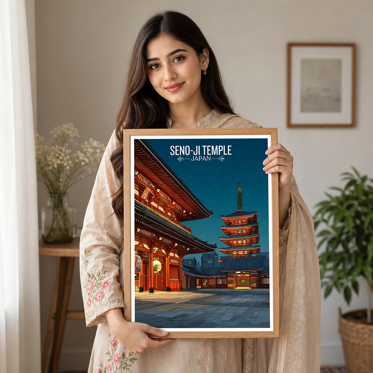 Seno-Ji Temple Tokyo - Japan - Travel Art Wall Deco Poster - Art Print - Travel Art Poster