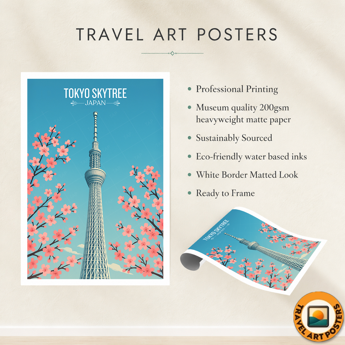 Tokyo Skytree - Japan - Travel Art Wall Deco Poster - Art Print - Travel Art Poster