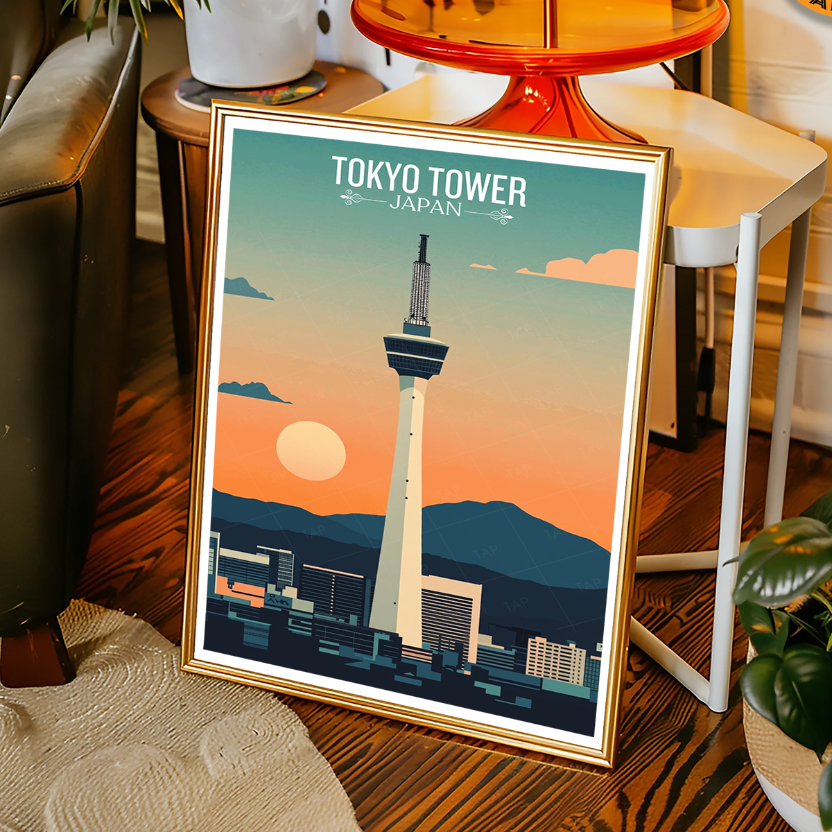 Tokyo Tower - Japan - Travel Art Wall Deco Poster - Art Print - Travel Art Poster