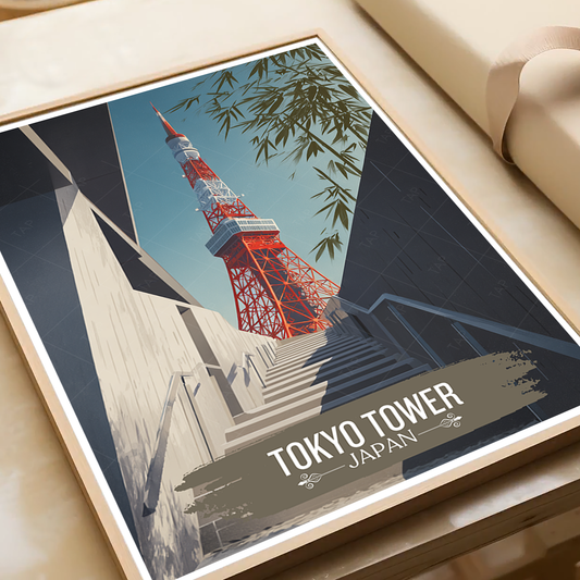 Tokyo Tower - Minato - Japan - Travel Art Wall Deco Poster - Art Print - Travel Art Poster