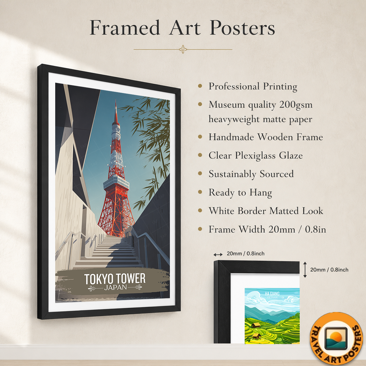 Tokyo Tower - Minato - Japan - Travel Art Wall Deco Poster - Art Print - Travel Art Poster