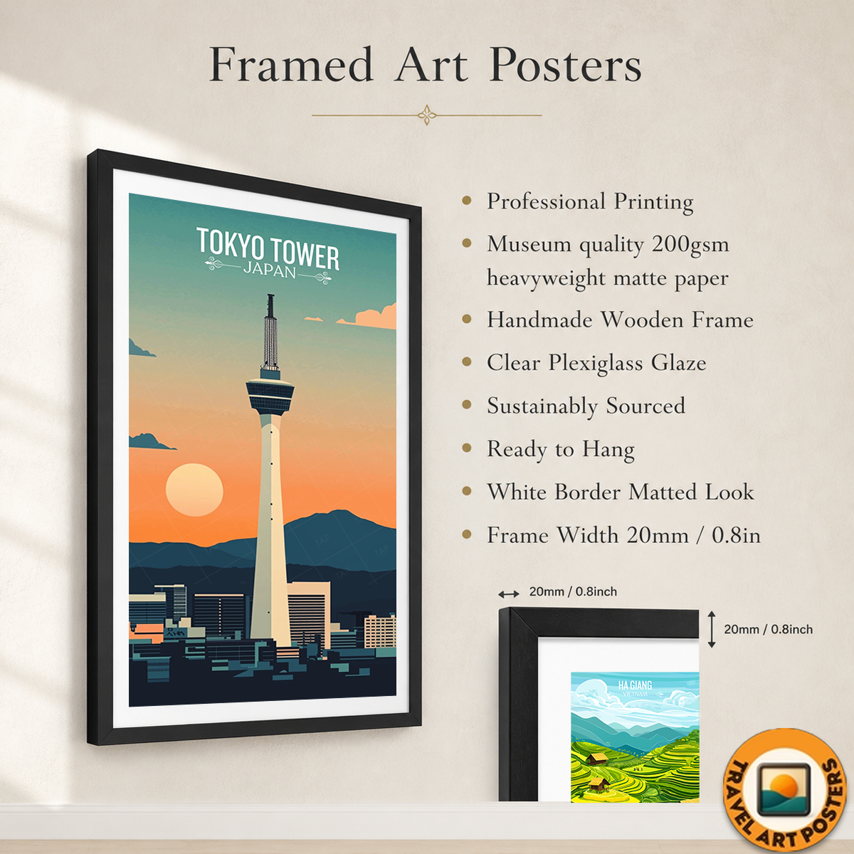 Tokyo Tower - Japan - Travel Art Wall Deco Poster - Art Print - Travel Art Poster