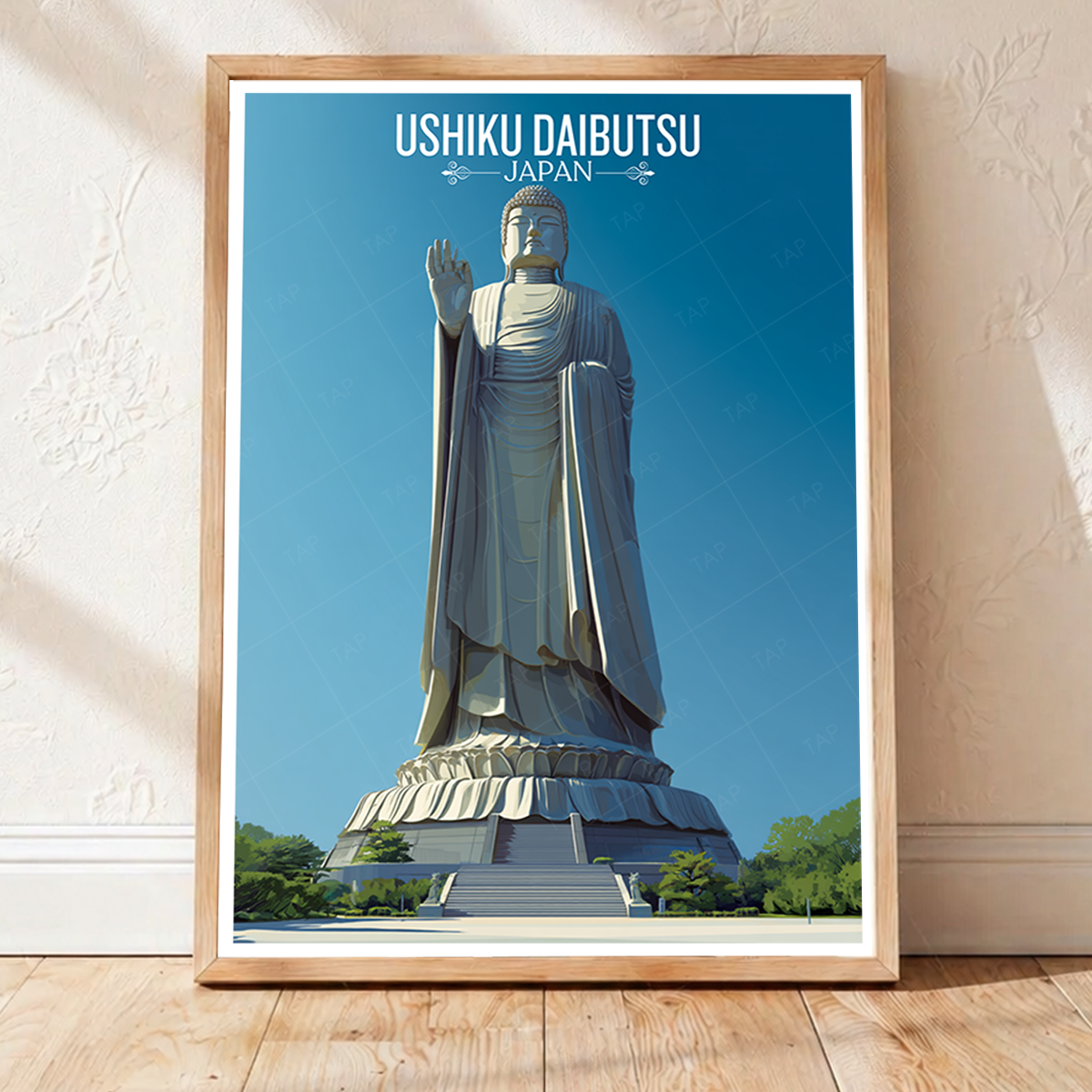 Ushiku Daibutsu - Japan - Travel Art Wall Deco Poster - Art Print - Travel Art Poster