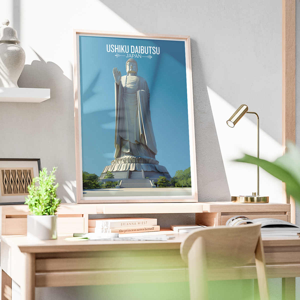 Ushiku Daibutsu - Japan - Travel Art Wall Deco Poster - Art Print - Travel Art Poster