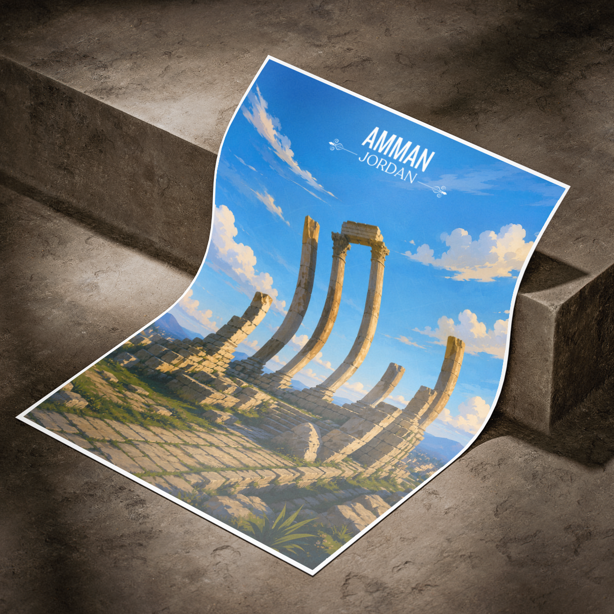 Amman - Jordan - Travel Art Wall Deco Poster - Art Print - Travel Art Poster