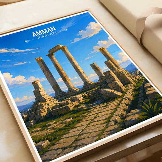 Amman - Jordan - Travel Art Wall Deco Poster - Art Print - Travel Art Poster