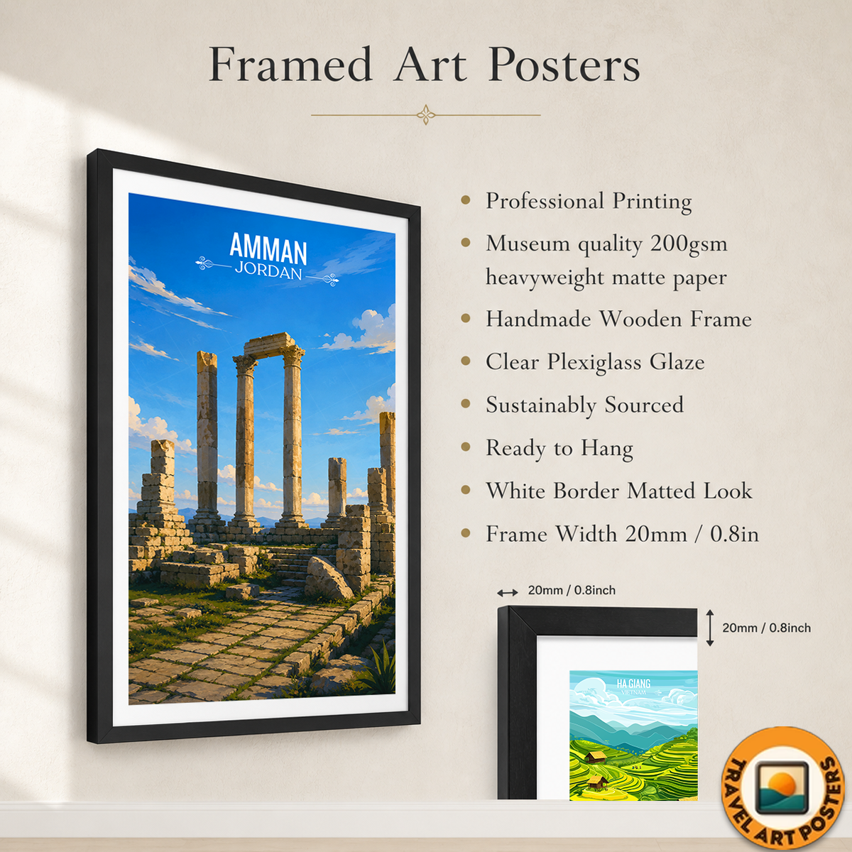 Amman - Jordan - Travel Art Wall Deco Poster - Art Print - Travel Art Poster
