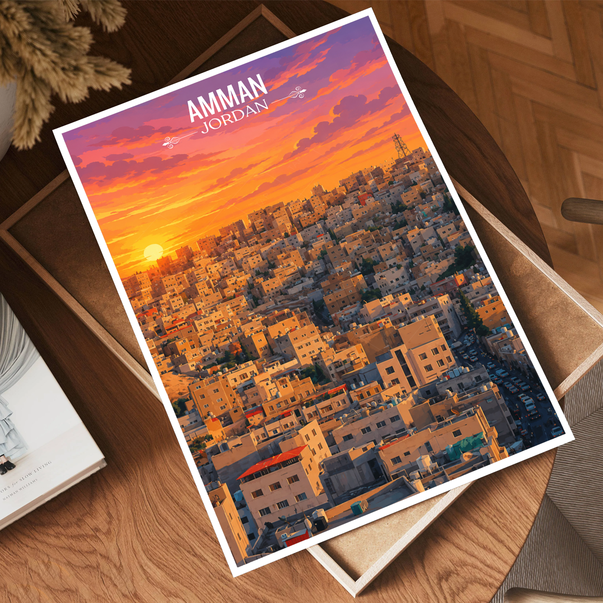 Amman City - Jordan - Travel Art Wall Deco Poster - Art Print - Travel Art Poster