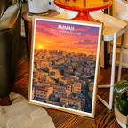 Amman City - Jordan - Travel Art Wall Deco Poster - Art Print - Travel Art Poster