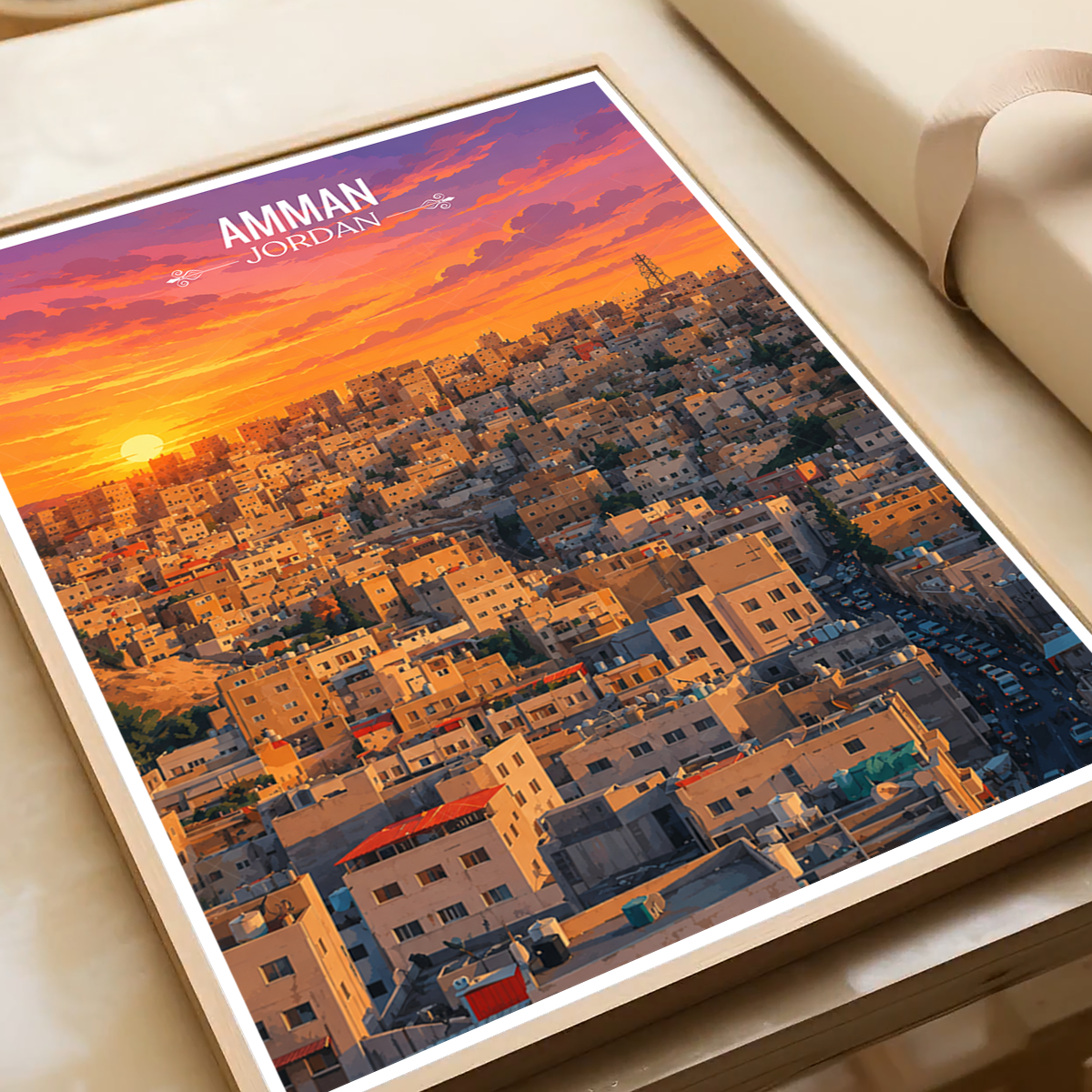 Amman City - Jordan - Travel Art Wall Deco Poster - Art Print - Travel Art Poster