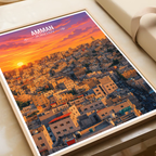 Amman City - Jordan - Travel Art Wall Deco Poster - Art Print - Travel Art Poster
