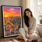 Amman City - Jordan - Travel Art Wall Deco Poster - Art Print - Travel Art Poster