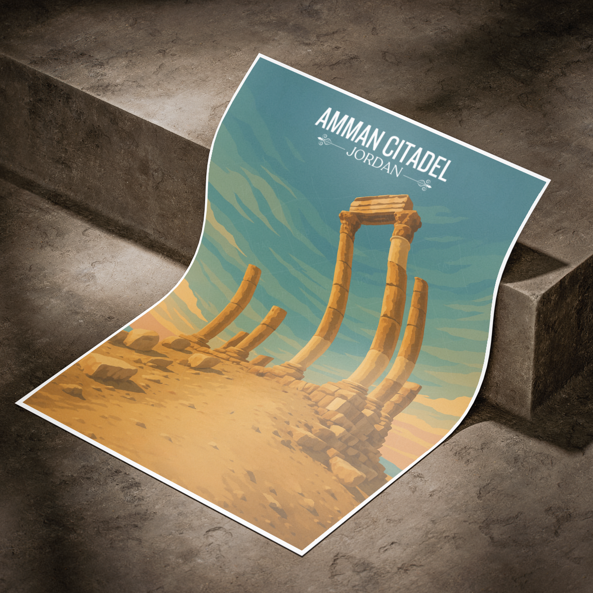 Amman Citadel - Jordan - Travel Art Wall Deco Poster - Art Print - Travel Art Poster