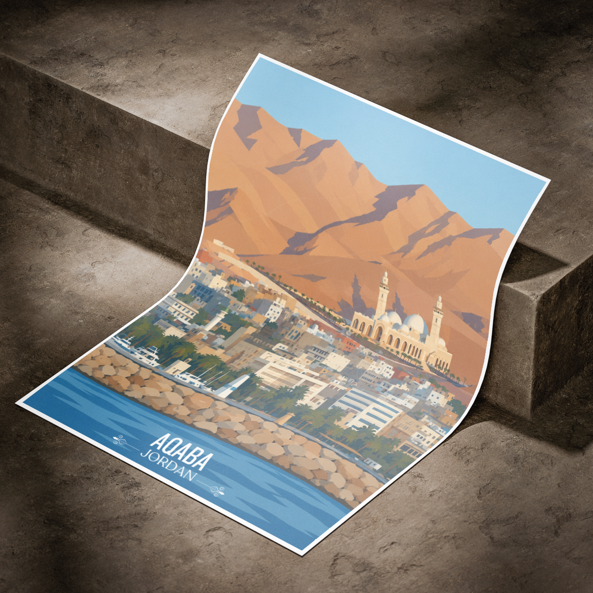 Aqaba Fort - Jordan - Travel Art Wall Deco Poster - Art Print - Travel Art Poster