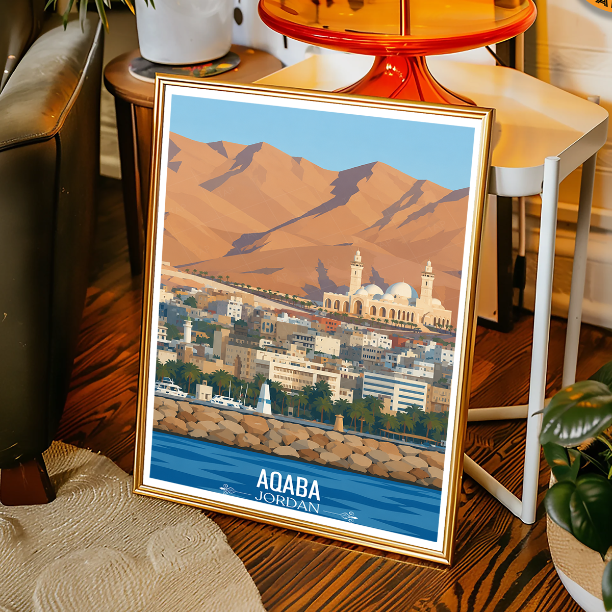 Aqaba Fort - Jordan - Travel Art Wall Deco Poster - Art Print - Travel Art Poster
