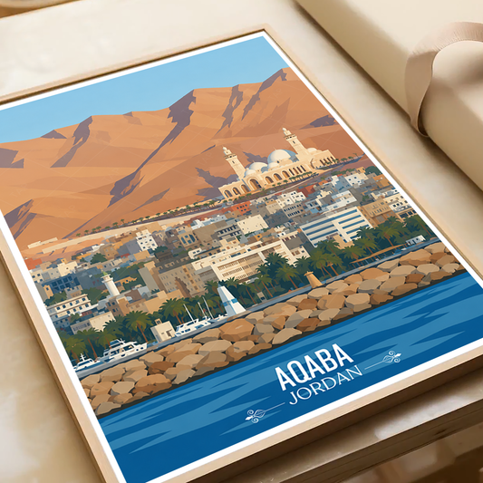 Aqaba Fort - Jordan - Travel Art Wall Deco Poster - Art Print - Travel Art Poster