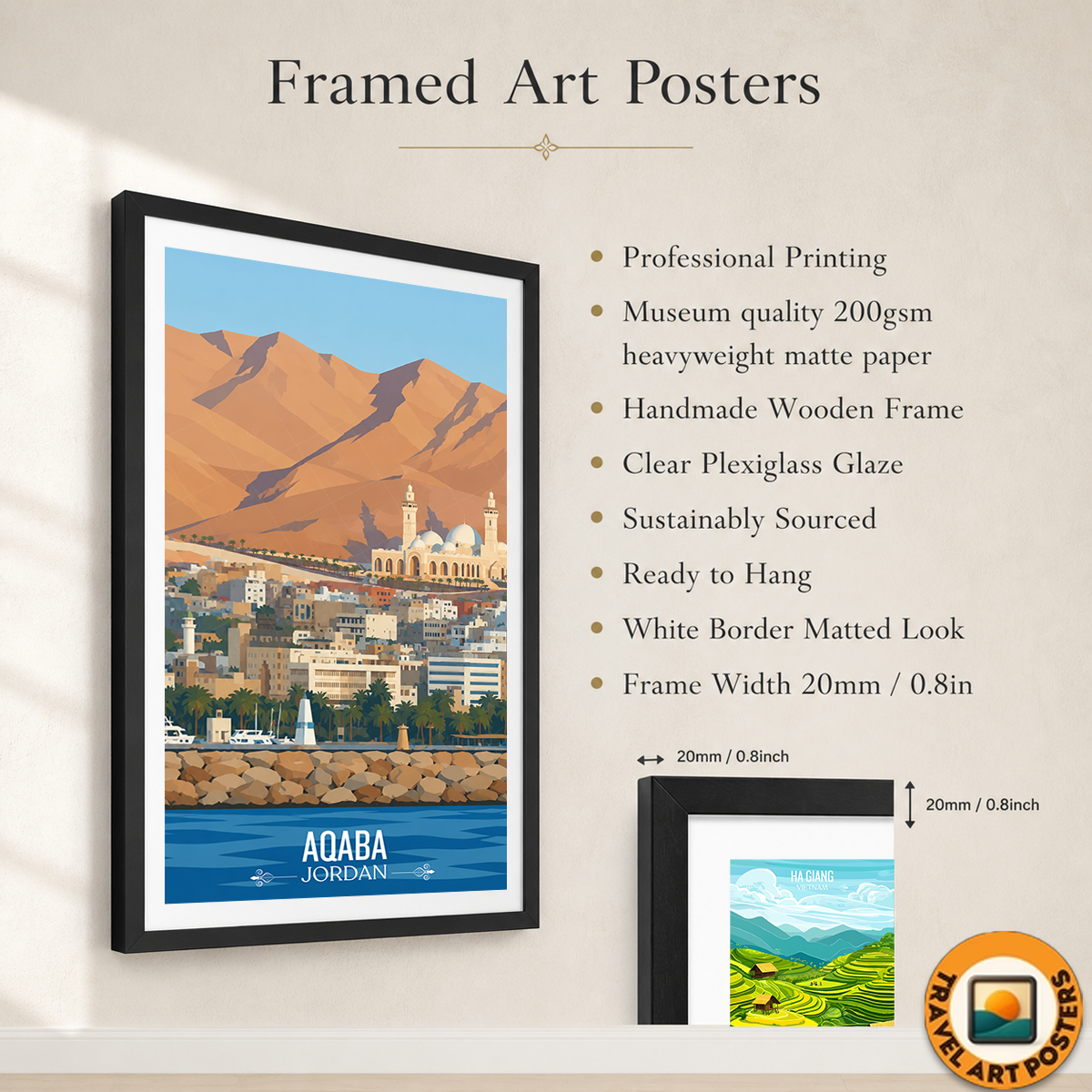Aqaba Fort - Jordan - Travel Art Wall Deco Poster - Art Print - Travel Art Poster