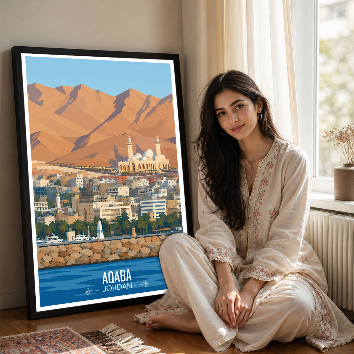 Aqaba Fort - Jordan - Travel Art Wall Deco Poster - Art Print - Travel Art Poster