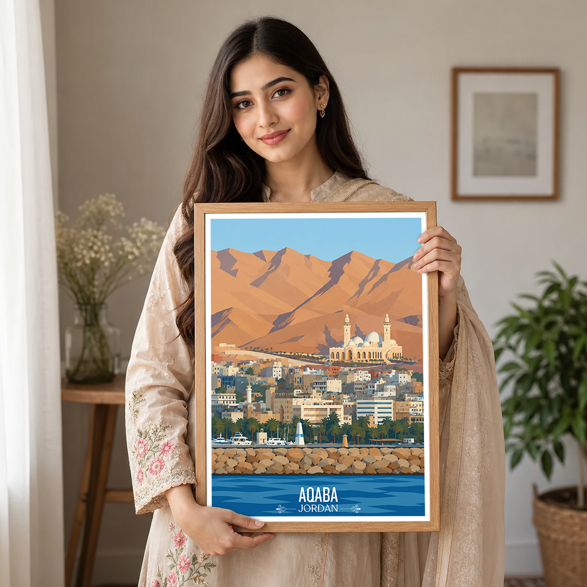 Aqaba Fort - Jordan - Travel Art Wall Deco Poster - Art Print - Travel Art Poster