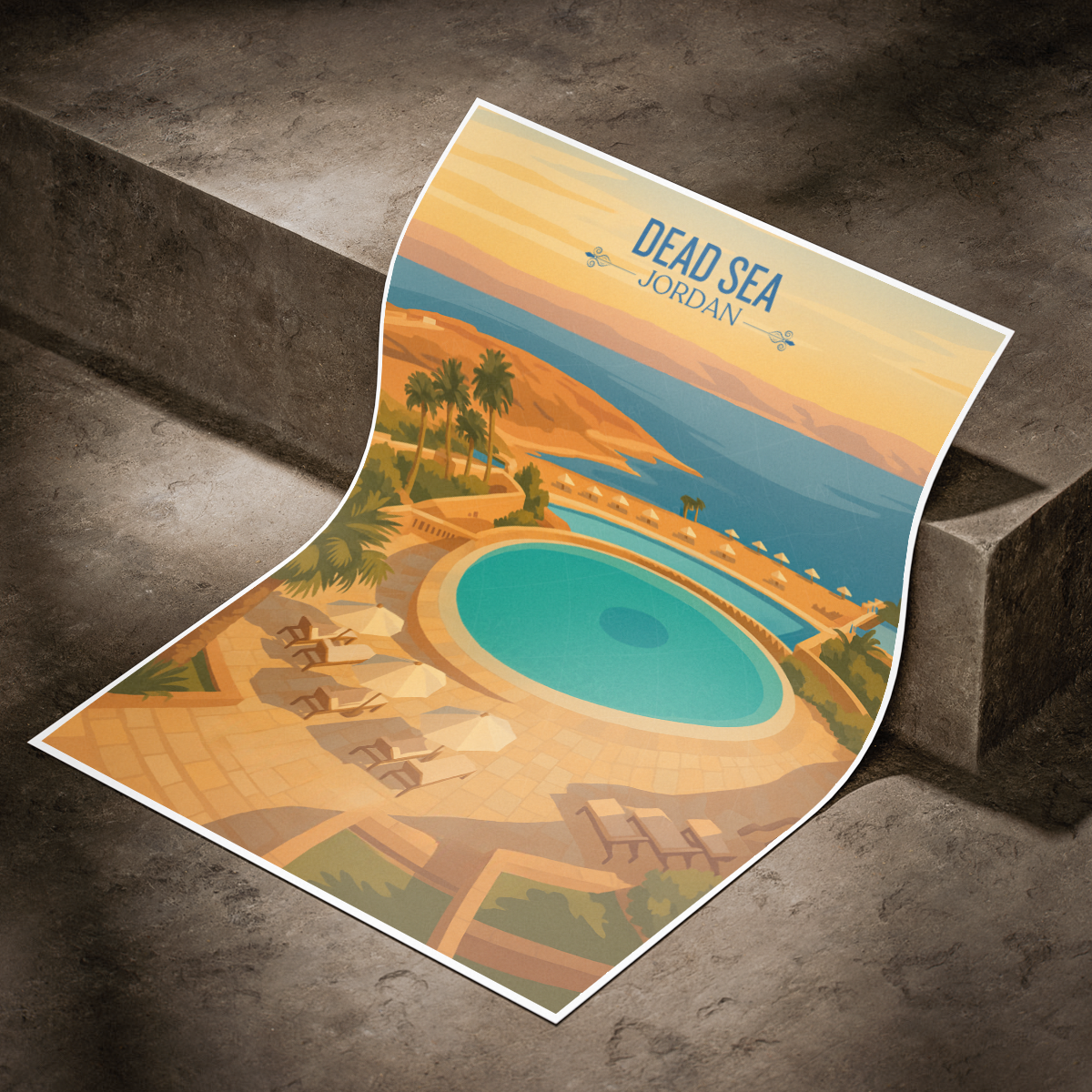 Dead Sea - Jordan - Travel Art Wall Deco Poster - Art Print - Travel Art Poster