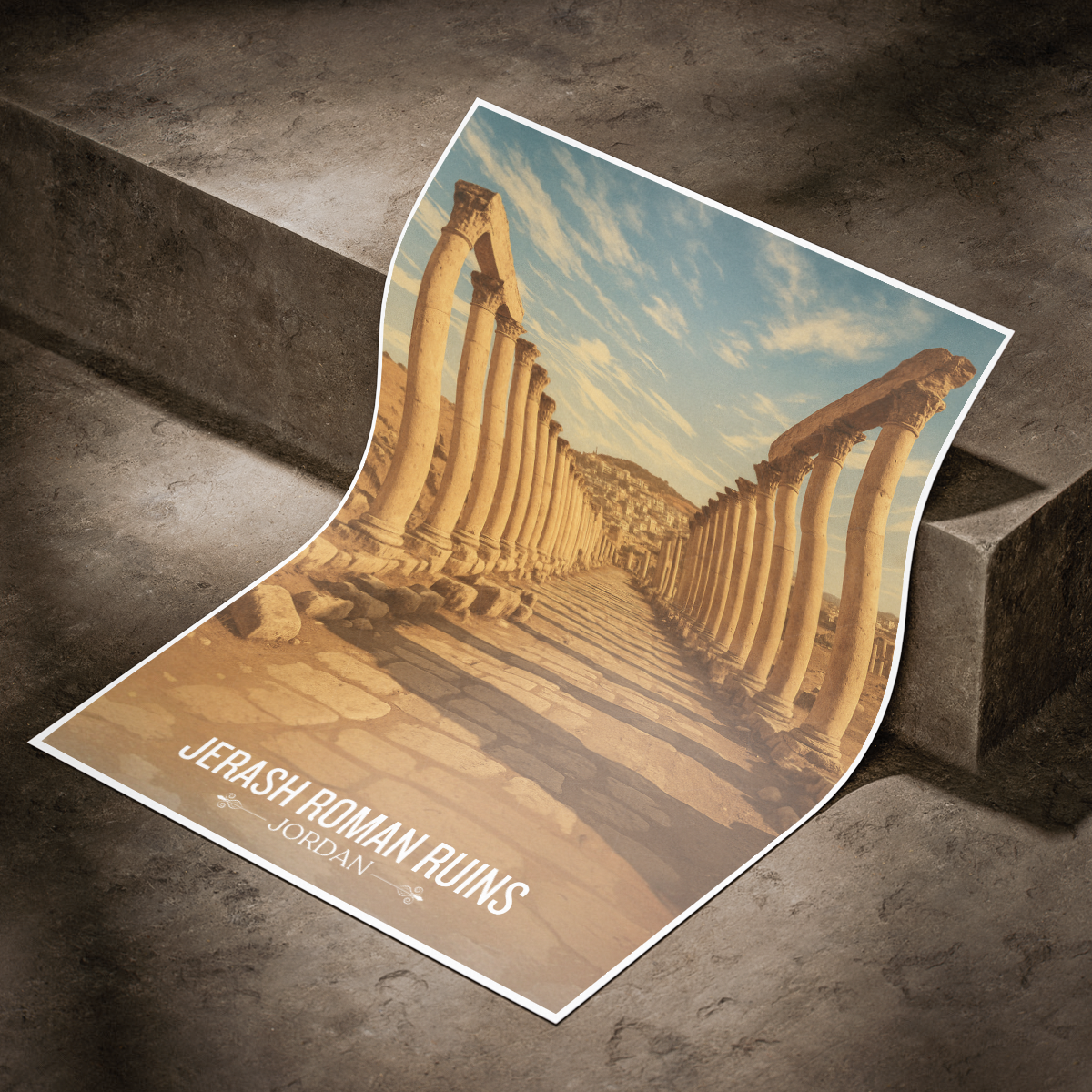 Jerash Ruins - Jordan - Travel Art Wall Deco Poster - Art Print - Travel Art Poster