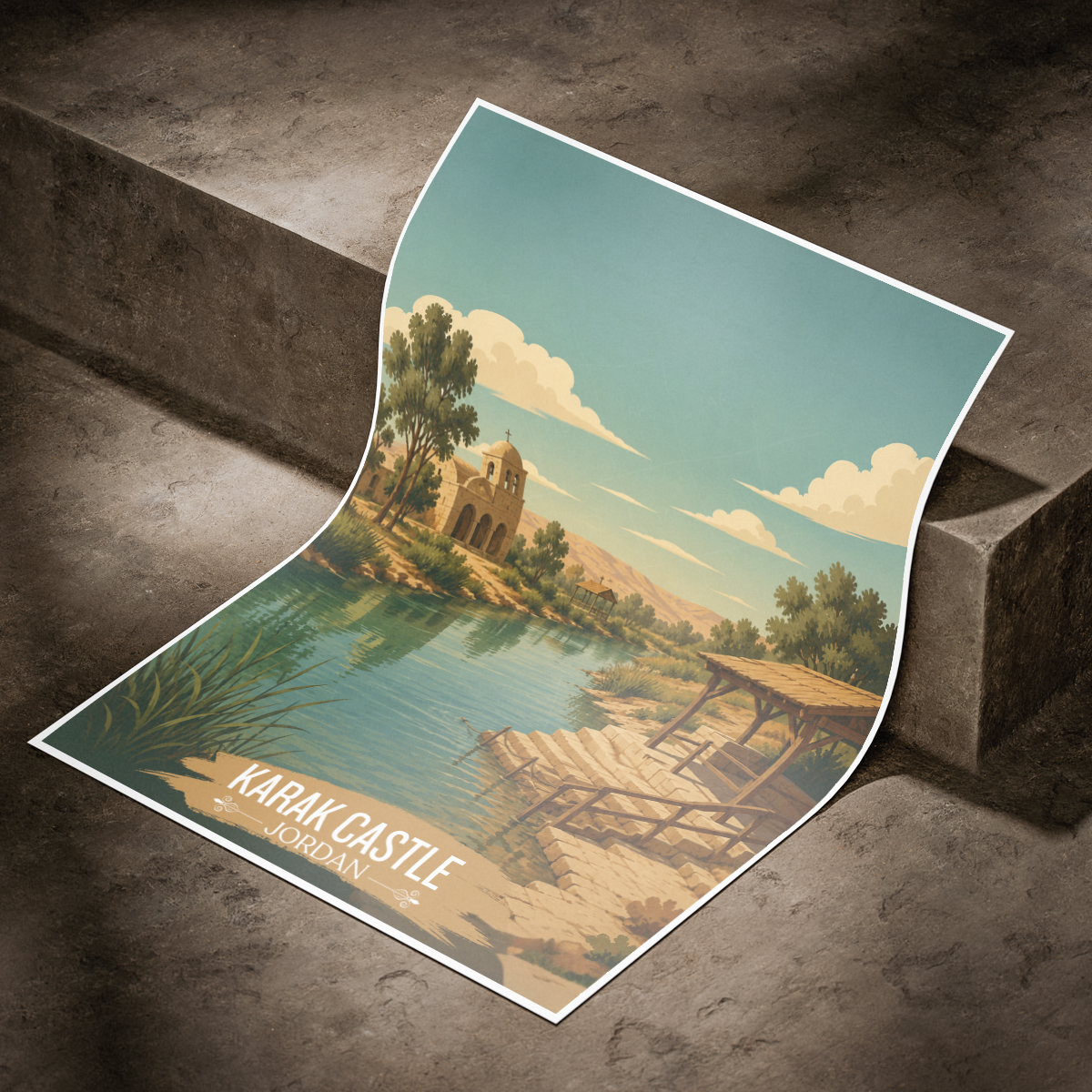 Karak Castle - Levant - Jordan - Travel Art Wall Deco Poster - Art Print - Travel Art Poster