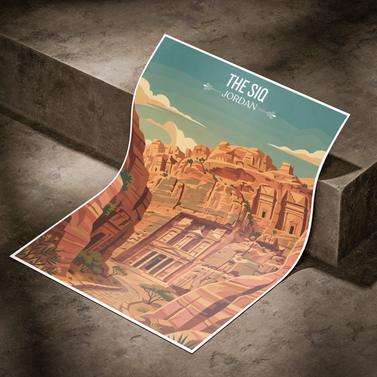 The Siq - Jordan - Travel Art Wall Deco Poster - Art Print - Travel Art Poster