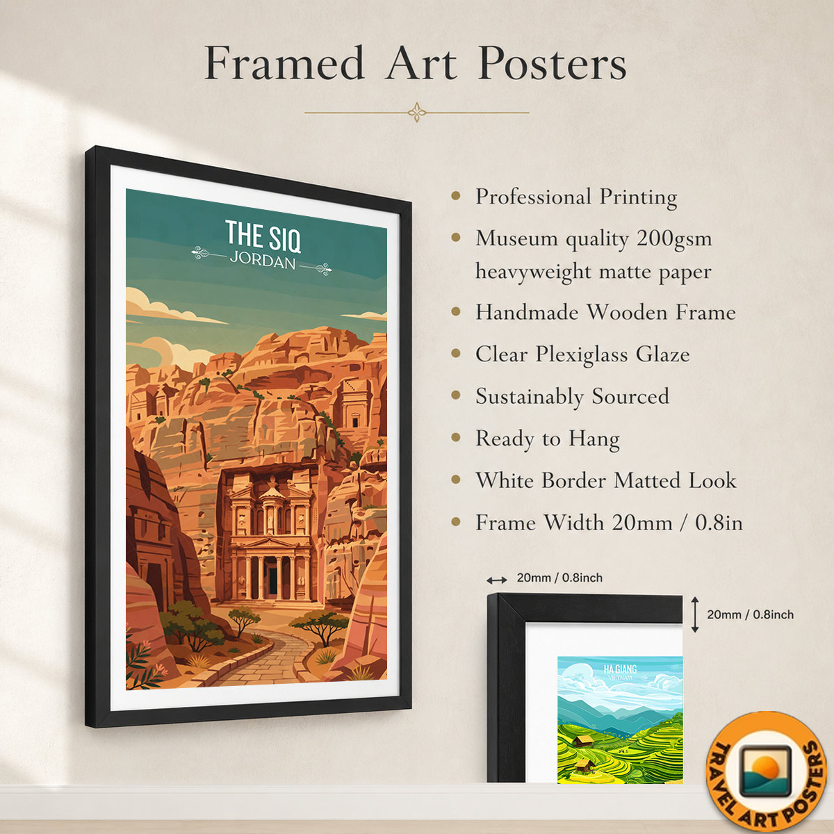The Siq - Jordan - Travel Art Wall Deco Poster - Art Print - Travel Art Poster