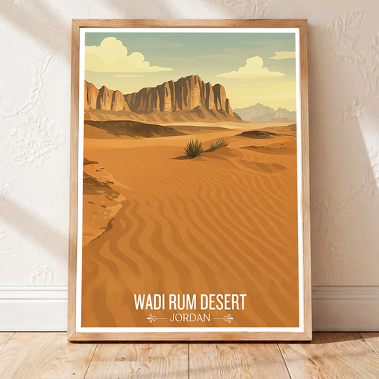 Wadi Rum Desert - Jordan - Travel Art Wall Deco Poster - Art Print - Travel Art Poster