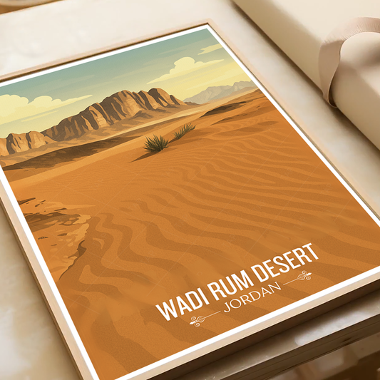 Wadi Rum Desert - Jordan - Travel Art Wall Deco Poster - Art Print - Travel Art Poster