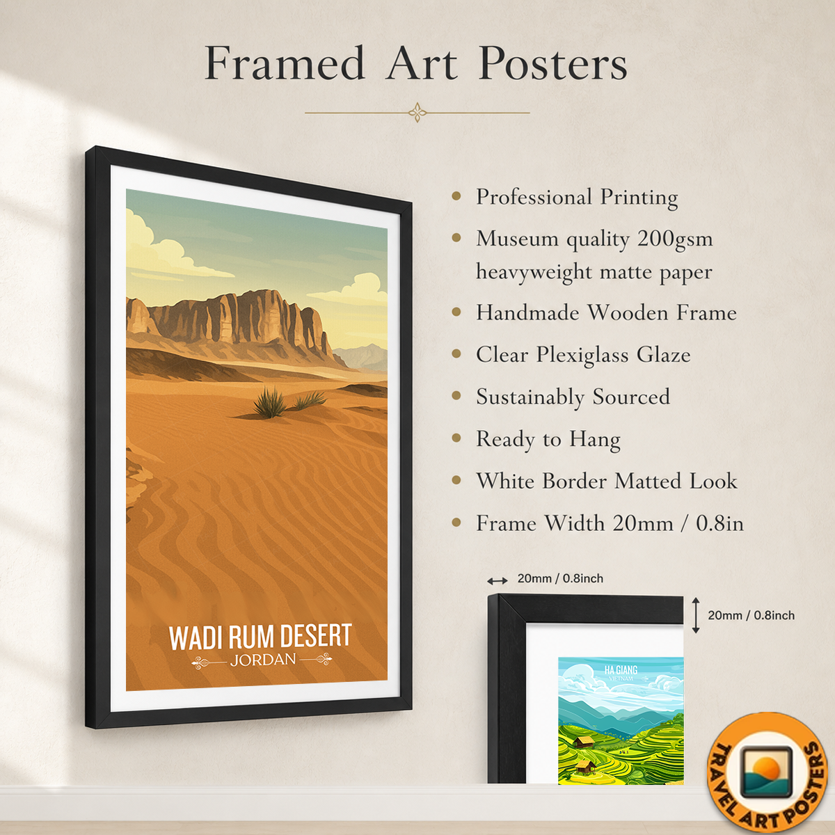 Wadi Rum Desert - Jordan - Travel Art Wall Deco Poster - Art Print - Travel Art Poster
