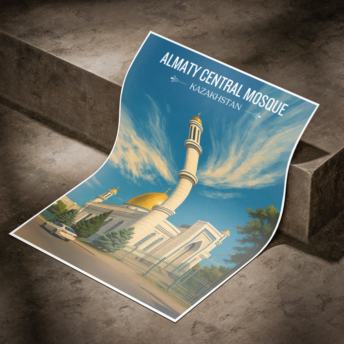 Almaty Central Mosque - Kazakhstan - Travel Art Wall Deco Poster Print - Art Print - Travel Art Poster