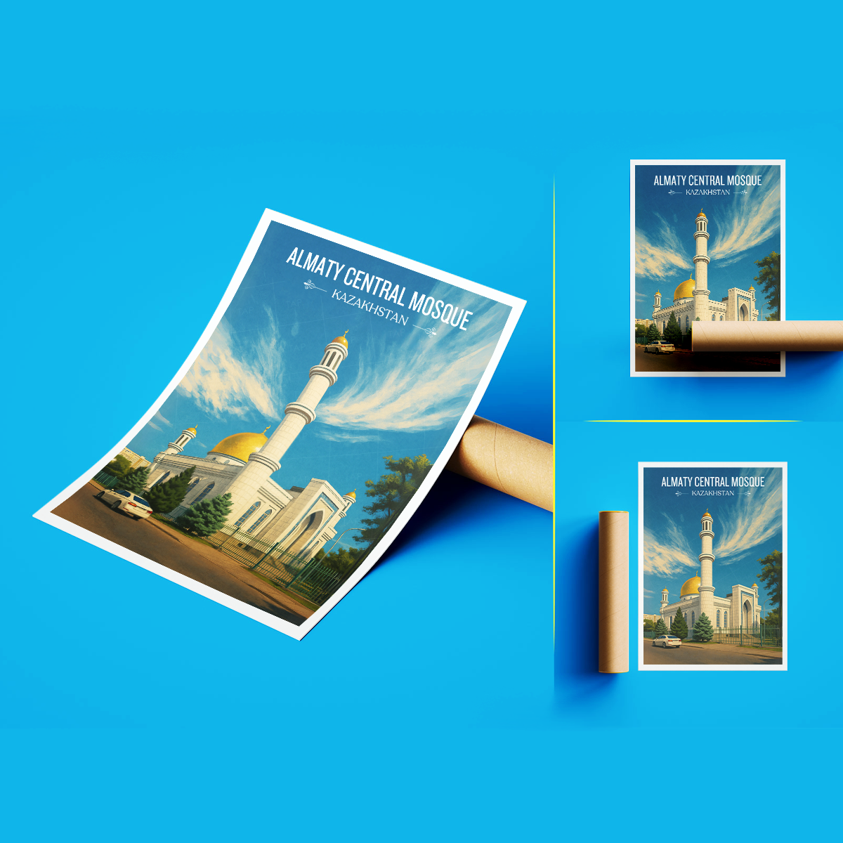 Almaty Central Mosque - Kazakhstan - Travel Art Wall Deco Poster Print - Art Print - Travel Art Poster