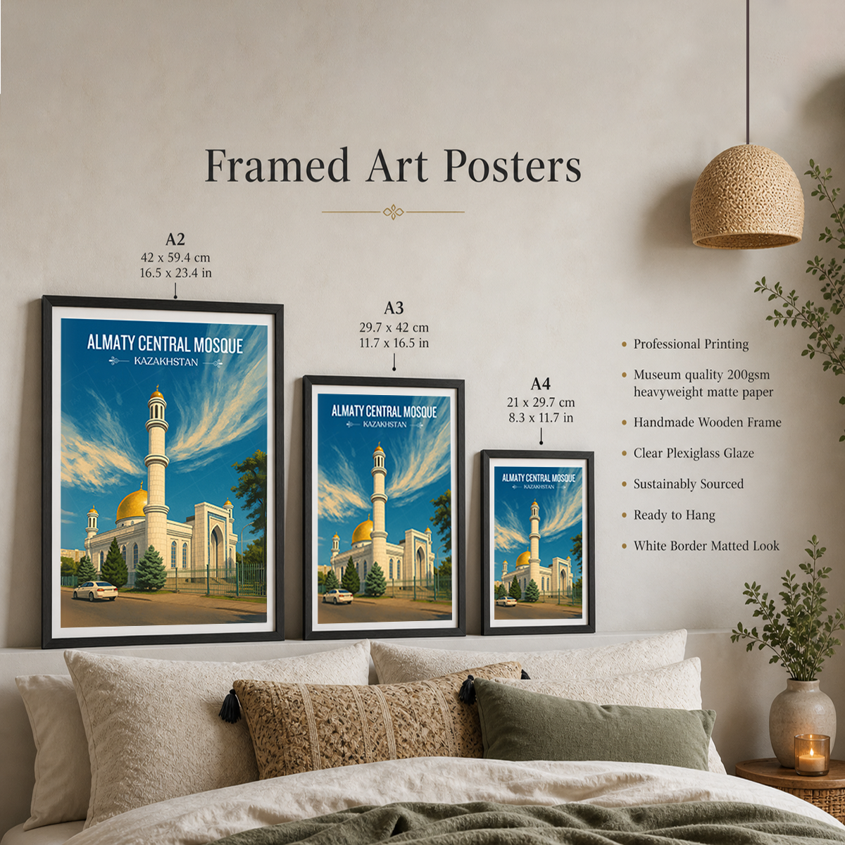 Almaty Central Mosque - Kazakhstan - Travel Art Wall Deco Poster Print - Art Print - Travel Art Poster