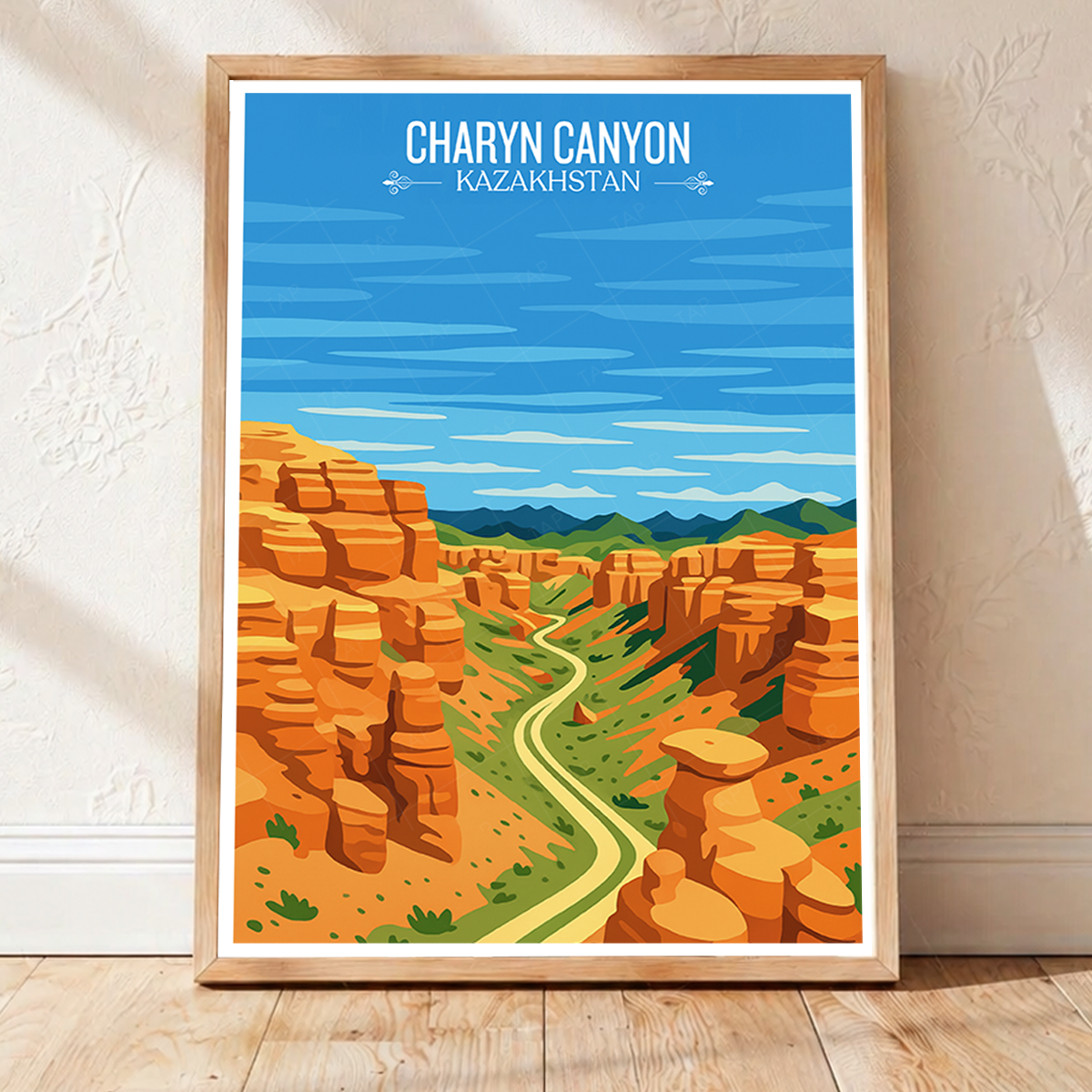 Charyn Canyon River - Kazakhstan - Travel Art Wall Deco Poster Print - Art Print - Travel Art Poster
