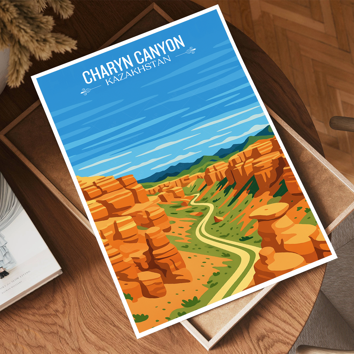 Charyn Canyon River - Kazakhstan - Travel Art Wall Deco Poster Print - Art Print - Travel Art Poster