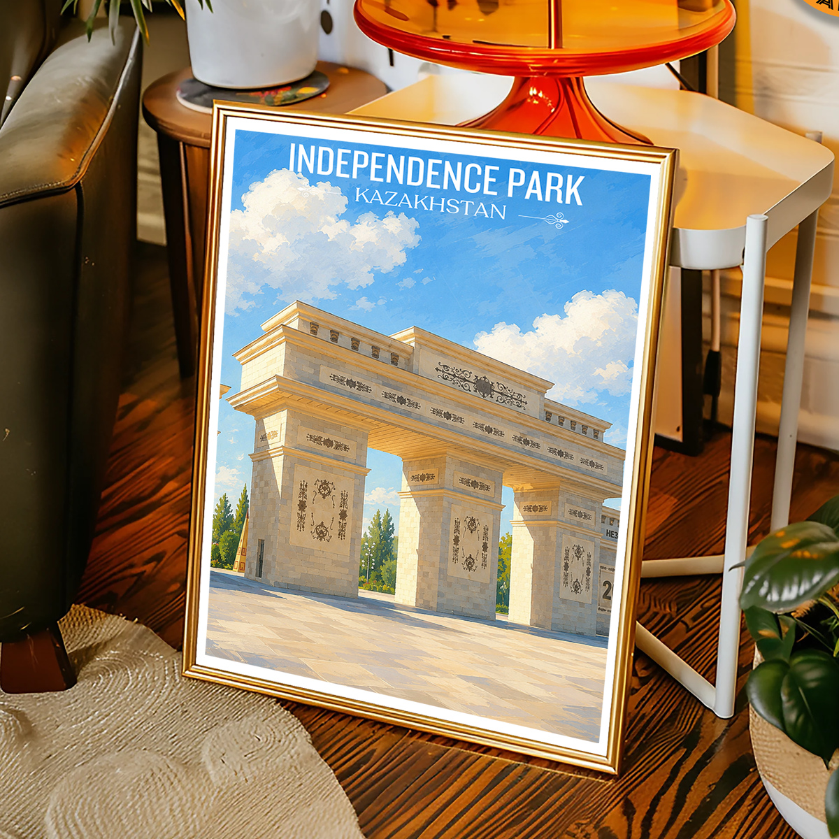 Independence Park - Kazakhstan - Travel Art Wall Deco Poster Print - Art Print - Travel Art Poster