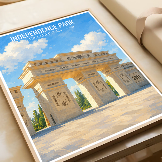 Independence Park - Kazakhstan - Travel Art Wall Deco Poster Print - Art Print - Travel Art Poster