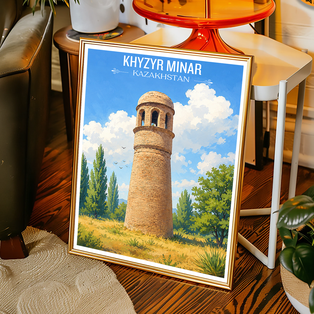 Khyzyr Minar - Kazakhstan - Travel Art Wall Deco Poster Print - Art Print - Travel Art Poster
