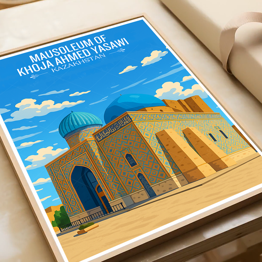 Mausoleum of Khoja Ahmed Yasawi - Kazakhstan - Travel Art Wall Deco Poster Print - Art Print - Travel Art Poster