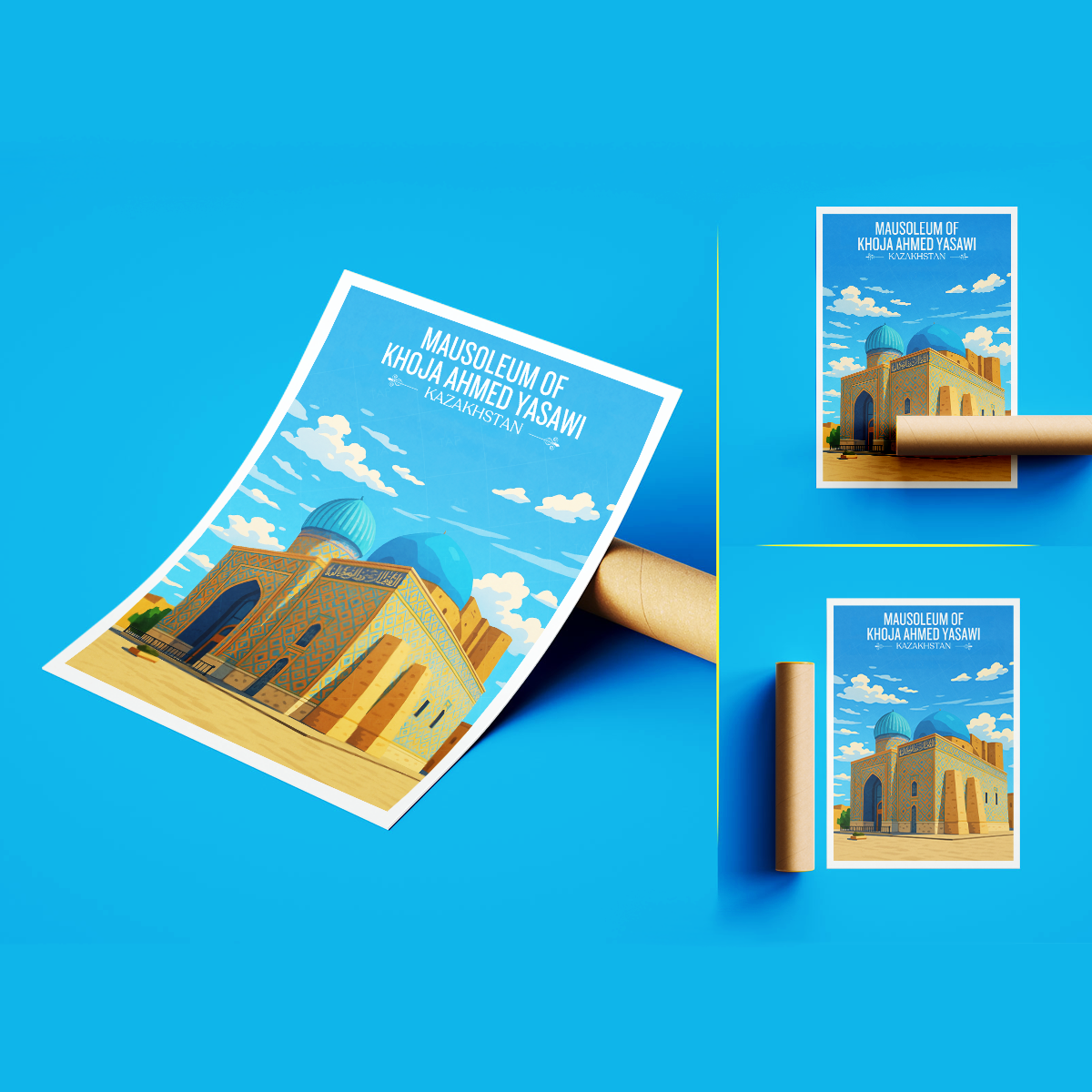 Mausoleum of Khoja Ahmed Yasawi - Kazakhstan - Travel Art Wall Deco Poster Print - Art Print - Travel Art Poster