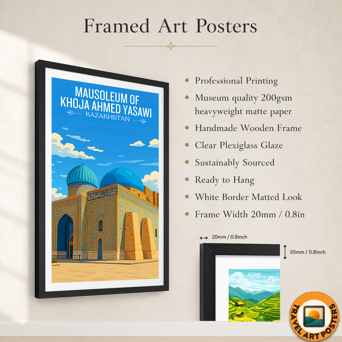 Mausoleum of Khoja Ahmed Yasawi - Kazakhstan - Travel Art Wall Deco Poster Print - Art Print - Travel Art Poster